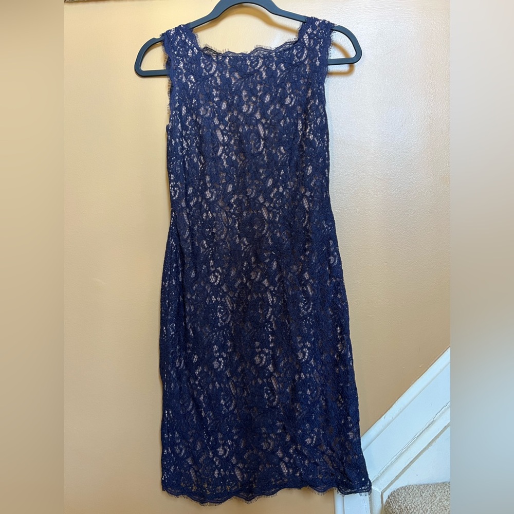 Navy Adrianna Papell Lace Sheath Dress size 4